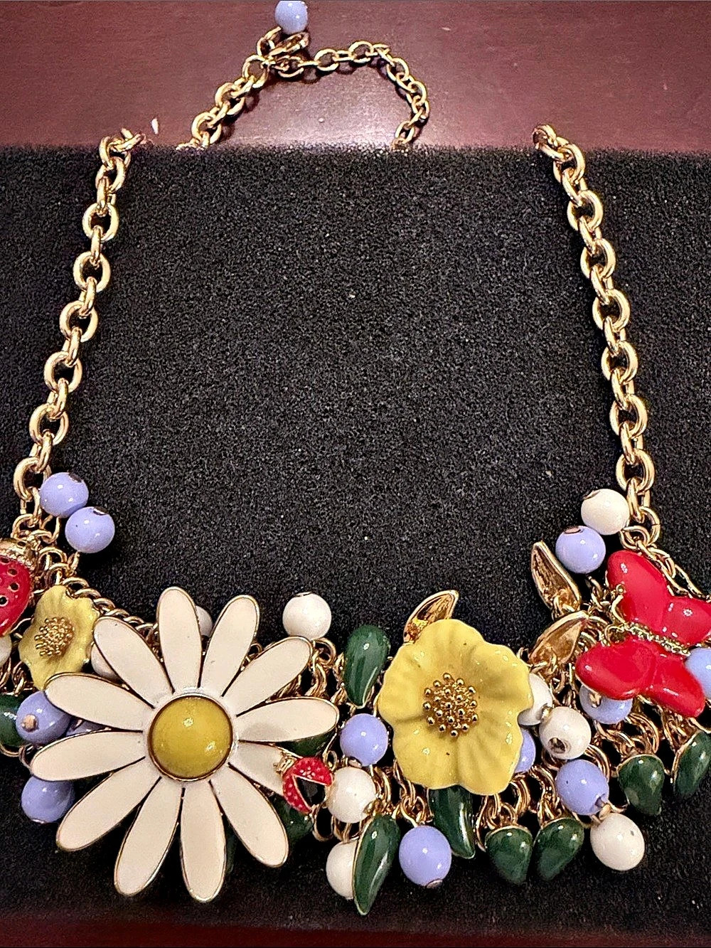 Talbots Summer Daze Flower Scatter Necklace Gold